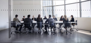Colleagues at business meeting in conference room