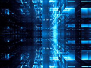 abstract image; composition of glowing blocks depicting information technology