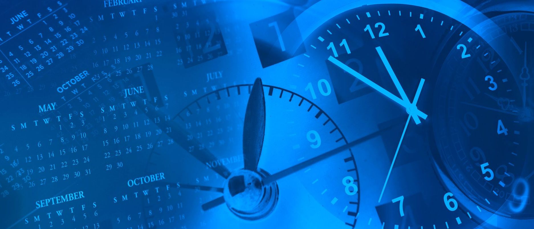 Image of clocks and calendar suggestion passage of time